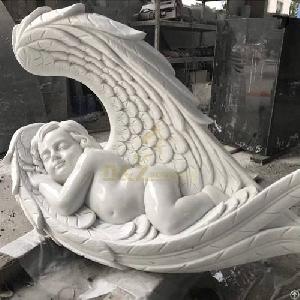 Open Wings Serene Baby Angel White Headstones