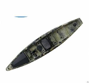 person foot pedal fishing kayak