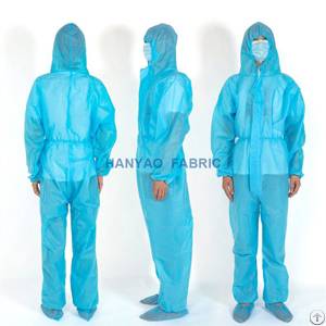 blue disposable gown