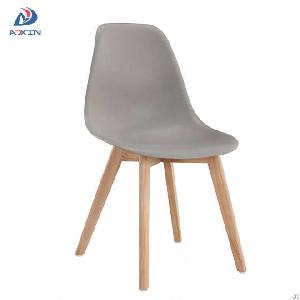 Al-805w Factory Wholesale Grey Dining Chair With Plastic Seat And Wood Legs For Sale