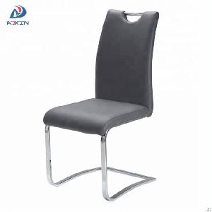 8040 wholesale modern furniture pu leather dining room side chair chrome metal legs