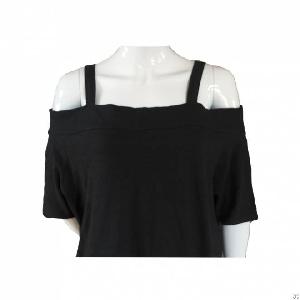 Cold Shoulder Fitted Black Top