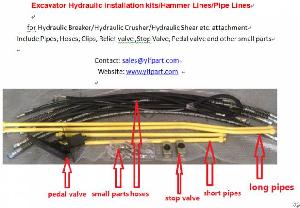 Excavator Hydraulic Breaker Piping Kits Auxiliary Circuit Hammer Lines Pedal Solenoid Spool Valve