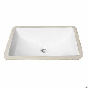 White Porcelain Rectangular Undermount Basin Sink