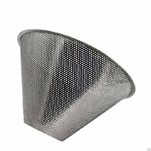 Details Of Stainless Steel Punching Hole Basket Cone Strainer Filter