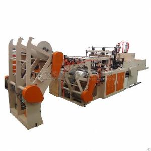 four roll feeder lines cold cutting t shirt bag machine