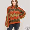 D-6001 Ladies Knitting Sweater Latest Style Long Sleeve Round Neck Hollow Out Sweater Pullover