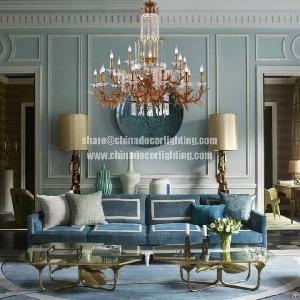 Large Villa Hotel Lobby Chandelier Classic French Solid Brass