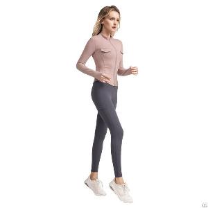 athletic women zipper sleeve yoga gym jacket legging