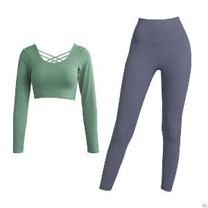 Workout Clothing Outfit Long Sleeve Quick Dry Fitness Sets