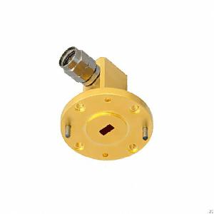 U Band 40-60ghz Right Angle Waveguide To Coaxial Adapter With Wr19 Bj500 Flang To 1.85mm Connector