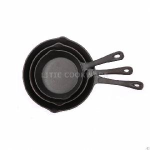 Pre-seasoned Cast Iron Round Skillet Fry Pan Set