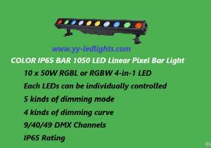 Color Ip65 Bar 1050 Led Linear Pixel Bar Light 10 X 50w Rgbl / Rgbw 4-in-1 Leds