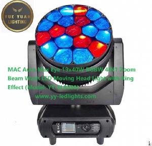 mac aura eye 19x40w rgbw 4in1 led zoom beam wash moving head light ring