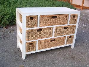 Cabinet With Rattan Drawers Combination