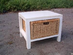 Mini Cabinet Storage With Rattan Drawers