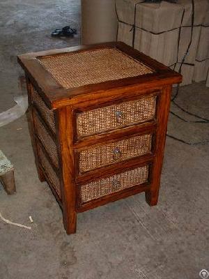 Natural Small Cabinet With Rattan Drawers