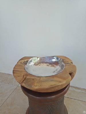 Natural Teak Bowl Combined With Aluminium