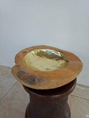 teak bowl combined brass