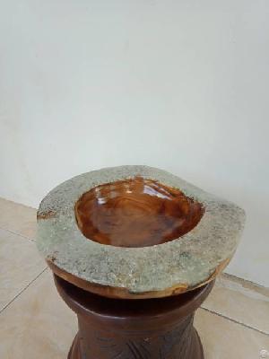 teak bowl combined resin