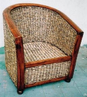 Rattan Arm Chair Combine With Solid Wood