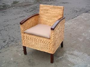 rattan armchair soft brown cushion