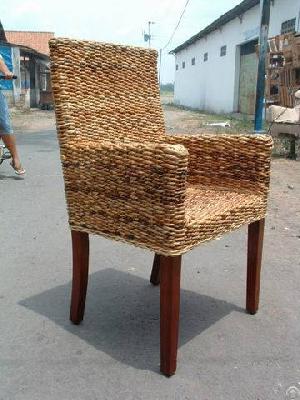 Rattan Dinning Chair Solid Wood Legs