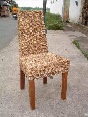 Rattan Dinning Chair With Solid Wood Legs