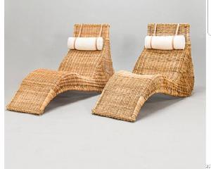 Rattan Lounger Chair Natural Finish