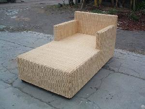 Rect Rattan Lounger Chair With Armrest