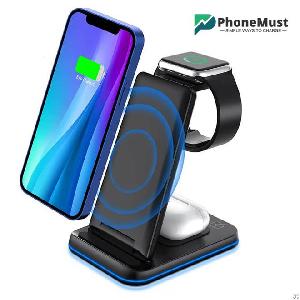 Phonemust 3 In 1 Wireless Charging Stand For Apple Devices Pm-z8a