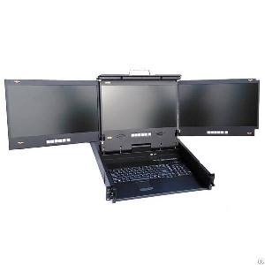 multi triple screen lcd console drawer keyboard touchpad