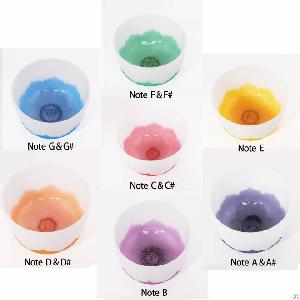 Lotus Chakra Quartz Crystal Singing Bowls 440hz 7 Chakra Music Notes