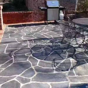 Slate Of China Irregular Slate Paving Black Flagstone For Garden