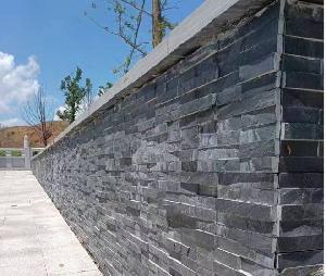 China Black Stacked Stone Veneer Slate Wall From Slateofchina