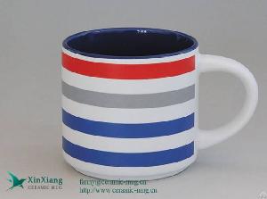 short 15oz striped fancy ceramic coffee mugs