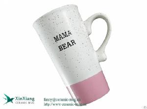 Custom Tall 16oz Ink Dot Stoneware Coffee Mug With Engraved Logo