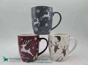 customized 11oz mouth christmas ceramic coffee mug elk pattern