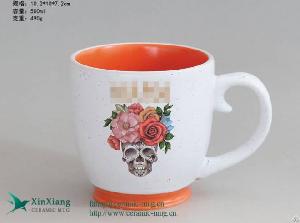 Customized 17oz White Ink Dot Ceramic Soup Mug With Logo Factory