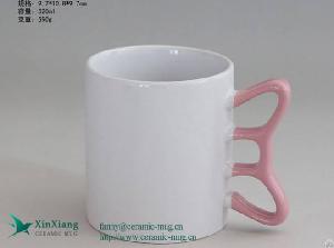 customized 18oz ceramic coffee mug butterfly shaped handle