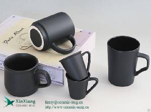 Customized Solid Black Ceramic Coffee Mug With Brand Logo Factory