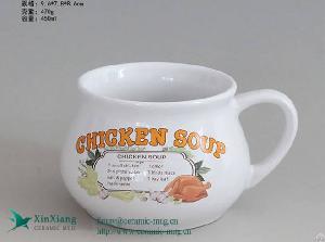 Customized White 15oz Altar Shape Ceramic Soup Mug With Logo Factory