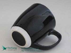 Customized Wide Mouth Black Body White Base Two-tone 11oz Stoneware Coffee Mugs