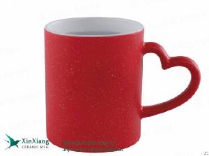 Wholesale Color Changing Sublimation Mugs Red Magic Cups With Heart Handle