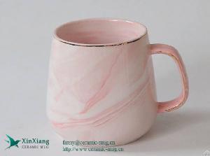 Custom Pink Drum Belly Marbled Ceramic Coffee Mugs