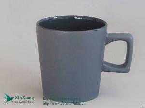 Gray Wide Mouth Frosted Ceramic Coffee Mug Manufacturer