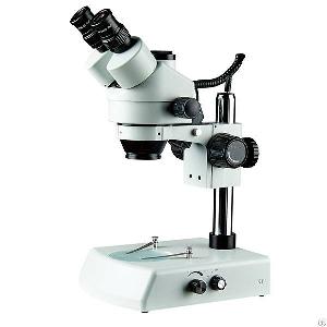 trinocular zoom stereo microscope 95mm plate clips dual light upper lower