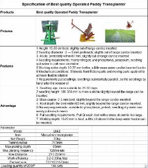 Best Quality Operated Paddy Transplanter