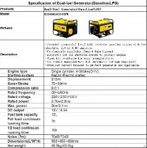 Dual-fuel Generator Gasoline / Lpg