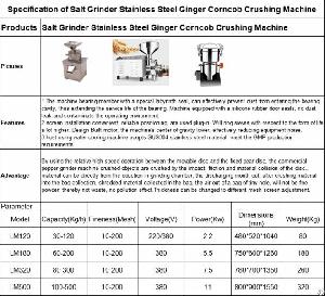 Salt Grinder Stainless Steel Ginger Corncob Crushing Machine